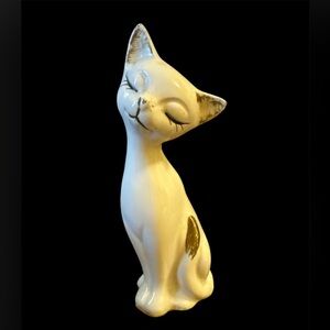 Elegant Vintage White Ceramic Cat Figurine EUC